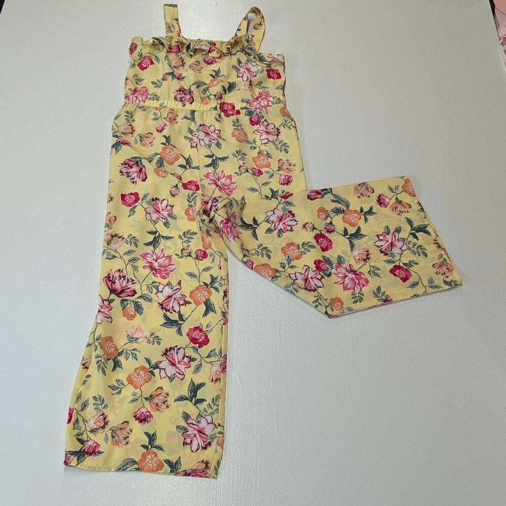 Charter Club Size Large Yellow Floral Sleeveless Jumpsuit *See note